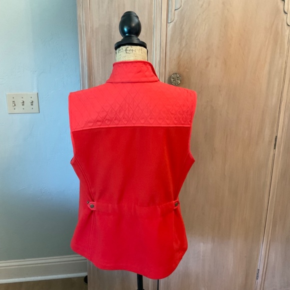 Talbots quilted red fleece jacket vest full zip athletic travel Holiday warm M - Picture 10 of 15